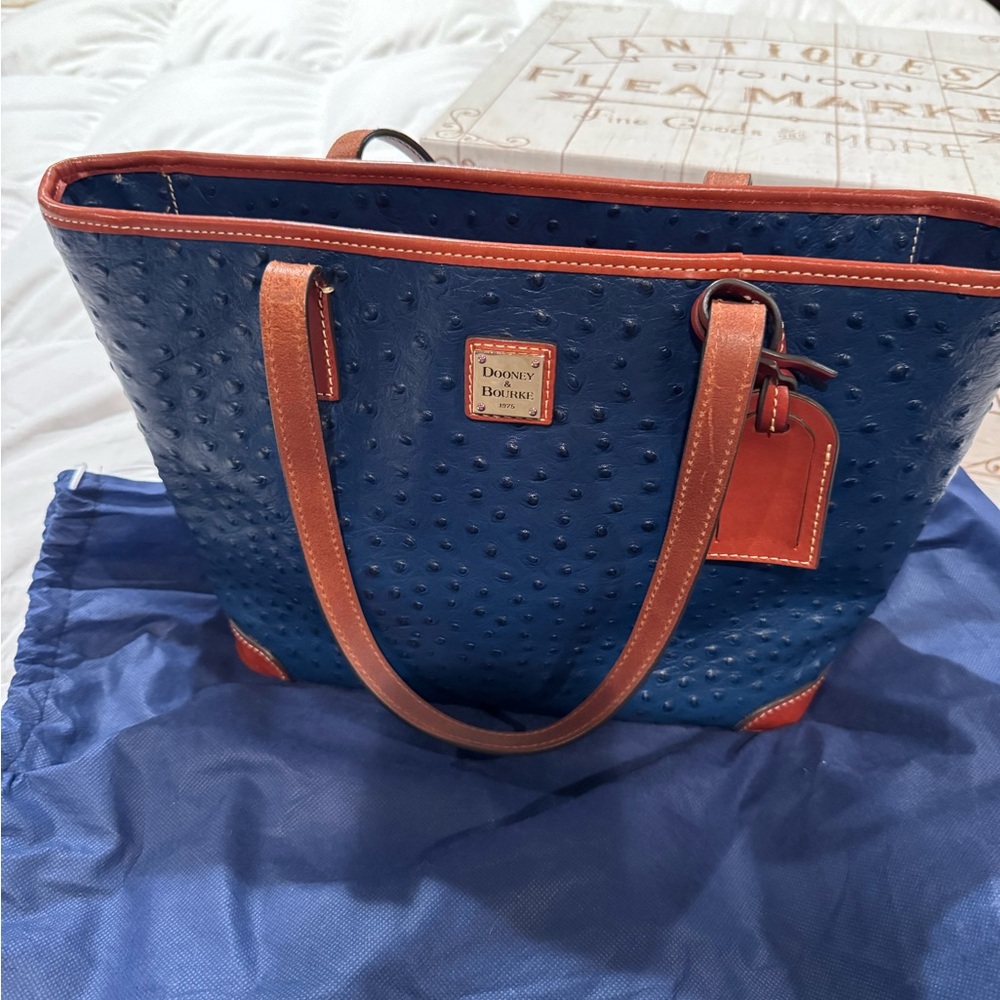 Dooney & Bourke Charleston Ostrich Blue Tote